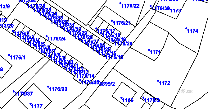 Parcela st. 1176/16 v KÚ Liberec, Katastrální mapa
