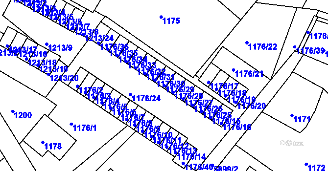 Parcela st. 1176/29 v KÚ Liberec, Katastrální mapa