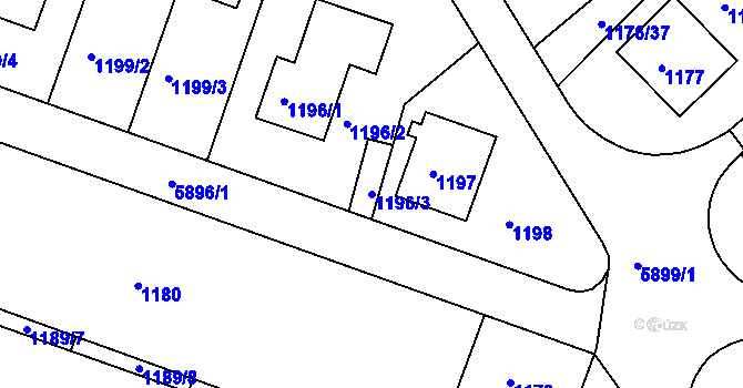 Parcela st. 1196/3 v KÚ Liberec, Katastrální mapa