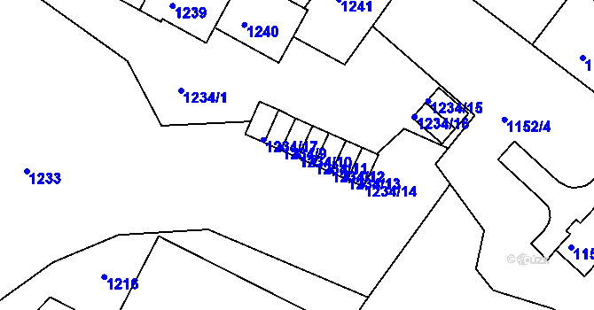 Parcela st. 1234/10 v KÚ Liberec, Katastrální mapa
