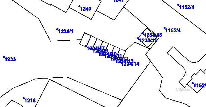 Parcela st. 1234/11 v KÚ Liberec, Katastrální mapa