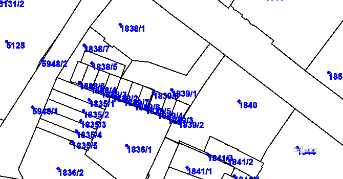 Parcela st. 1839/1 v KÚ Liberec, Katastrální mapa