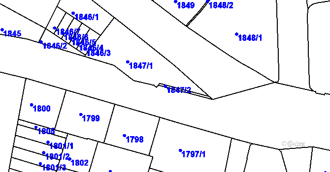 Parcela st. 1847/2 v KÚ Liberec, Katastrální mapa