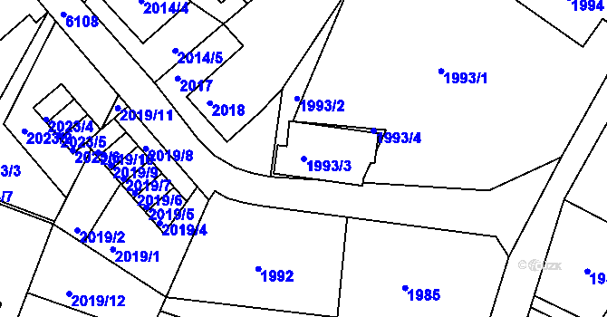 Parcela st. 1993/3 v KÚ Liberec, Katastrální mapa