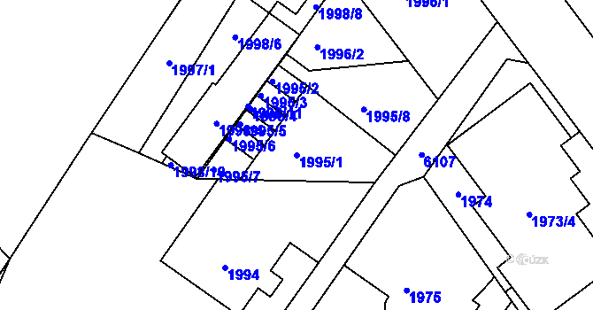 Parcela st. 1995/1 v KÚ Liberec, Katastrální mapa