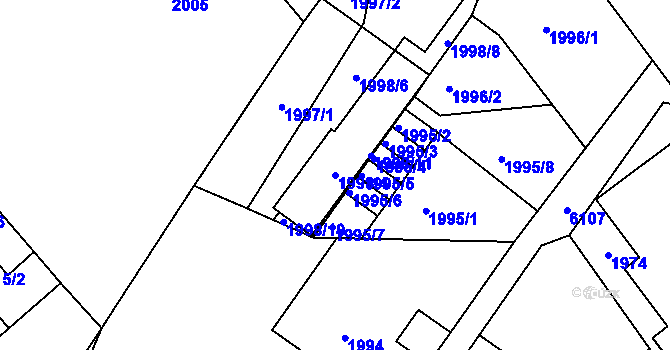 Parcela st. 1998/4 v KÚ Liberec, Katastrální mapa
