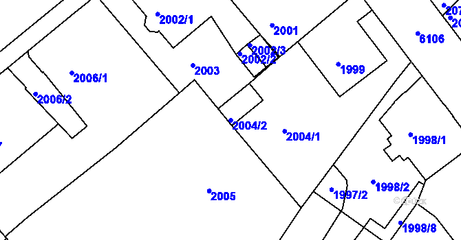 Parcela st. 2004/2 v KÚ Liberec, Katastrální mapa