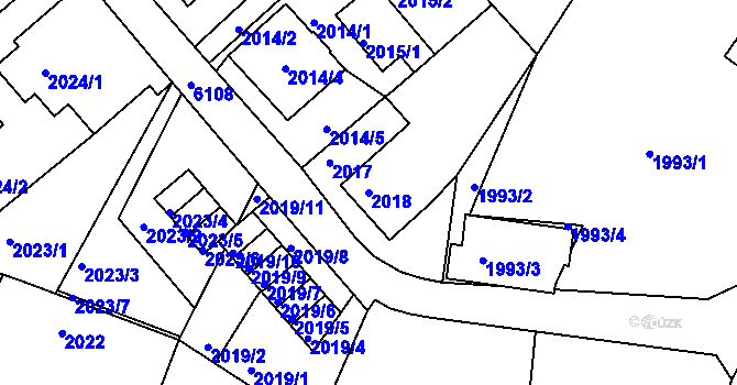 Parcela st. 2018 v KÚ Liberec, Katastrální mapa