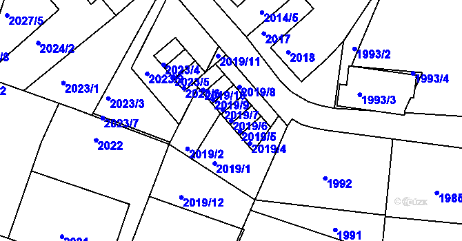 Parcela st. 2019/6 v KÚ Liberec, Katastrální mapa