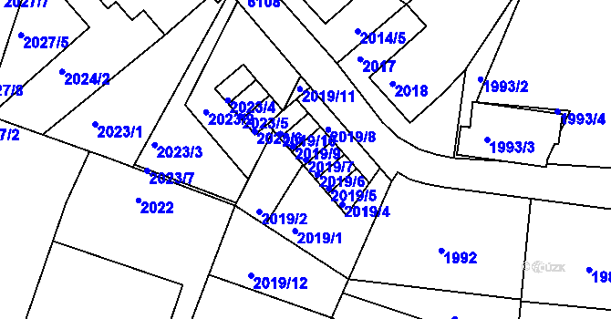 Parcela st. 2019/7 v KÚ Liberec, Katastrální mapa
