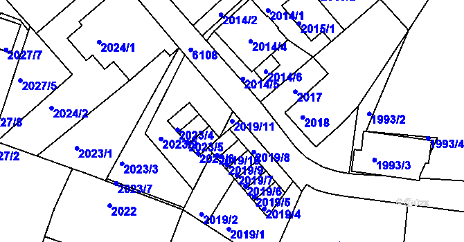 Parcela st. 2019/11 v KÚ Liberec, Katastrální mapa