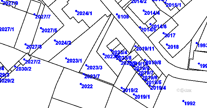 Parcela st. 2023/2 v KÚ Liberec, Katastrální mapa