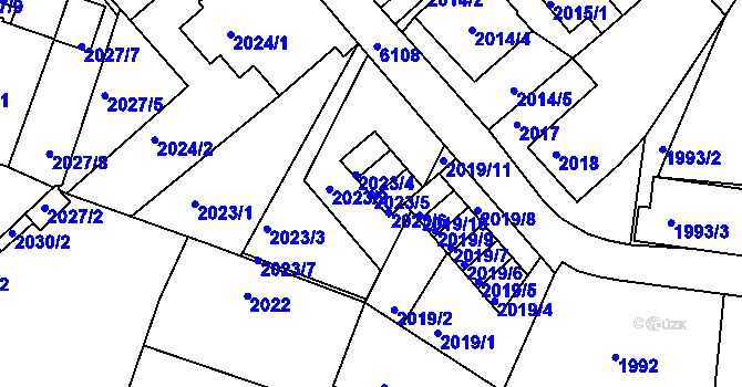 Parcela st. 2023/5 v KÚ Liberec, Katastrální mapa
