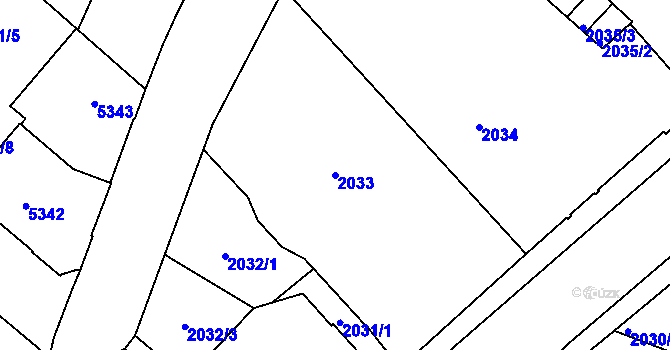 Parcela st. 2033 v KÚ Liberec, Katastrální mapa