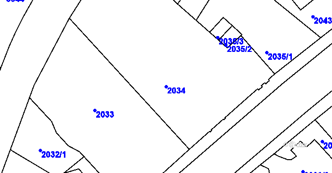 Parcela st. 2034 v KÚ Liberec, Katastrální mapa