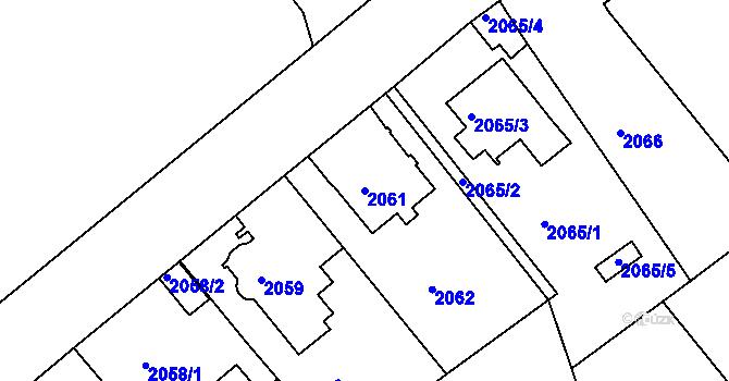 Parcela st. 2061 v KÚ Liberec, Katastrální mapa
