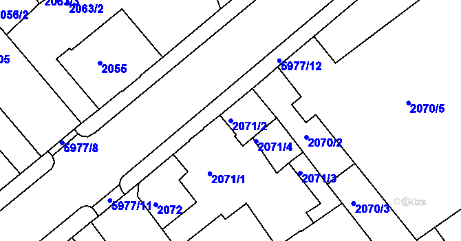 Parcela st. 2071/2 v KÚ Liberec, Katastrální mapa