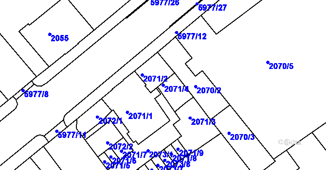 Parcela st. 2071/4 v KÚ Liberec, Katastrální mapa