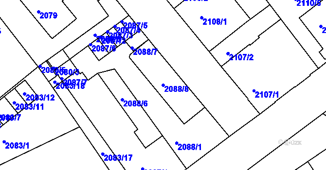 Parcela st. 2088/8 v KÚ Liberec, Katastrální mapa