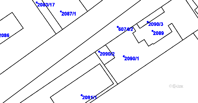 Parcela st. 2090/2 v KÚ Liberec, Katastrální mapa