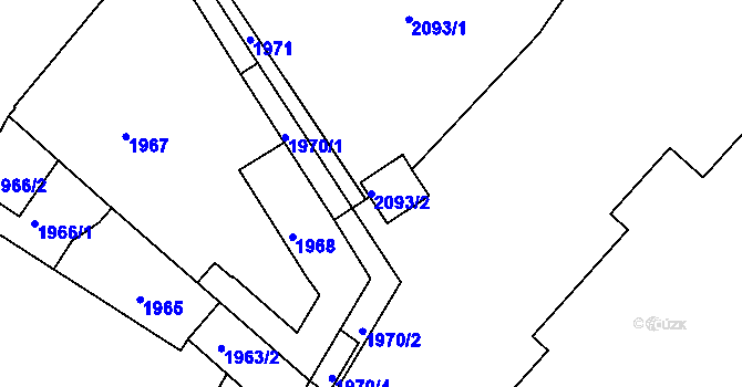 Parcela st. 2093/2 v KÚ Liberec, Katastrální mapa