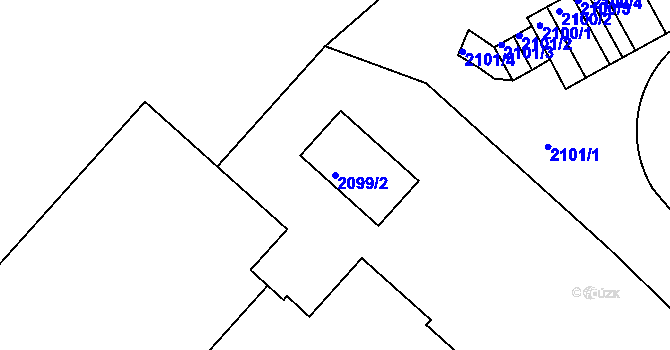 Parcela st. 2099/2 v KÚ Liberec, Katastrální mapa