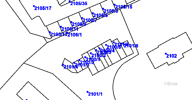 Parcela st. 2100/3 v KÚ Liberec, Katastrální mapa