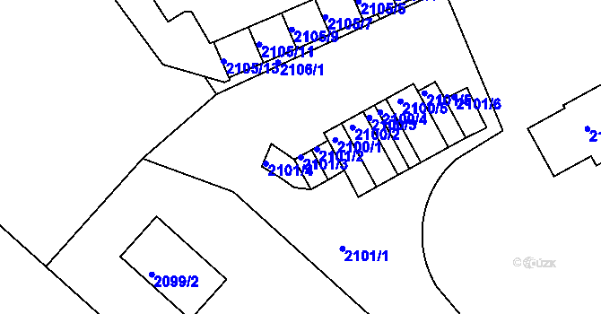 Parcela st. 2101/3 v KÚ Liberec, Katastrální mapa