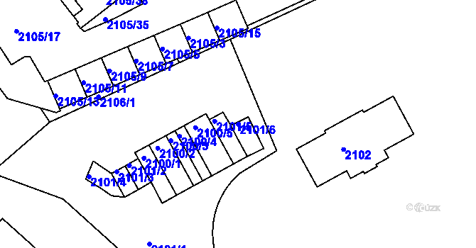 Parcela st. 2101/6 v KÚ Liberec, Katastrální mapa