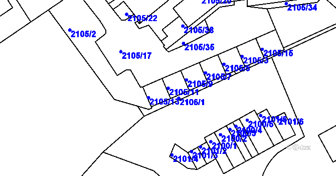 Parcela st. 2105/11 v KÚ Liberec, Katastrální mapa