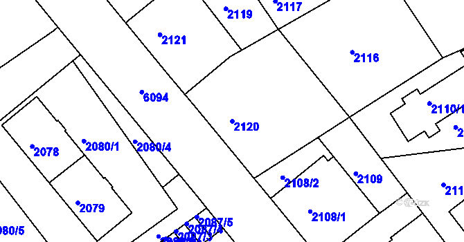 Parcela st. 2120 v KÚ Liberec, Katastrální mapa