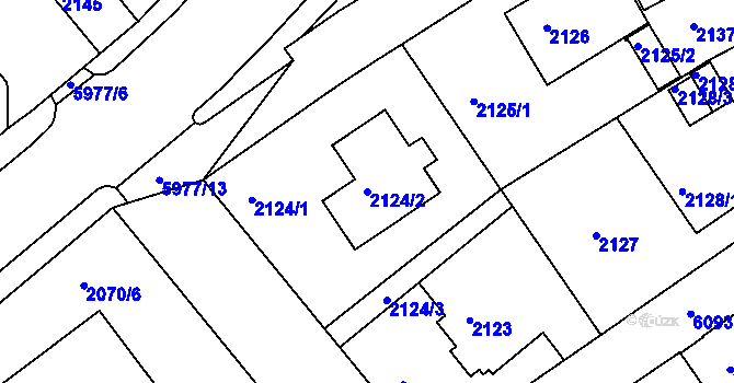 Parcela st. 2124/2 v KÚ Liberec, Katastrální mapa