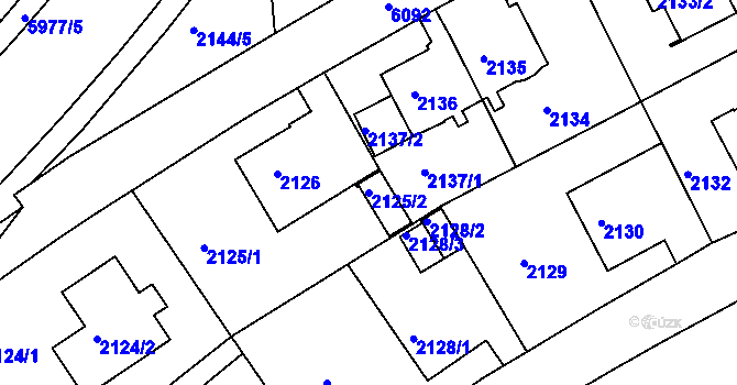 Parcela st. 2125/2 v KÚ Liberec, Katastrální mapa