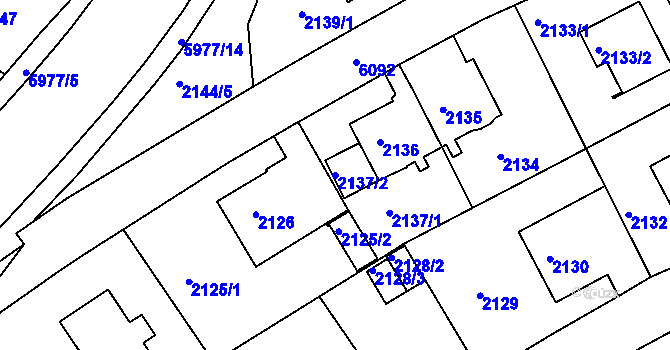 Parcela st. 2137/2 v KÚ Liberec, Katastrální mapa