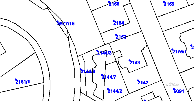 Parcela st. 2144/3 v KÚ Liberec, Katastrální mapa