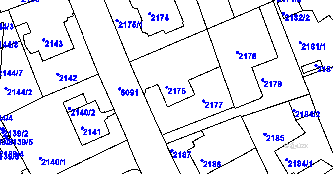Parcela st. 2176 v KÚ Liberec, Katastrální mapa