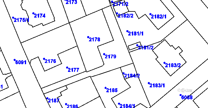 Parcela st. 2179 v KÚ Liberec, Katastrální mapa
