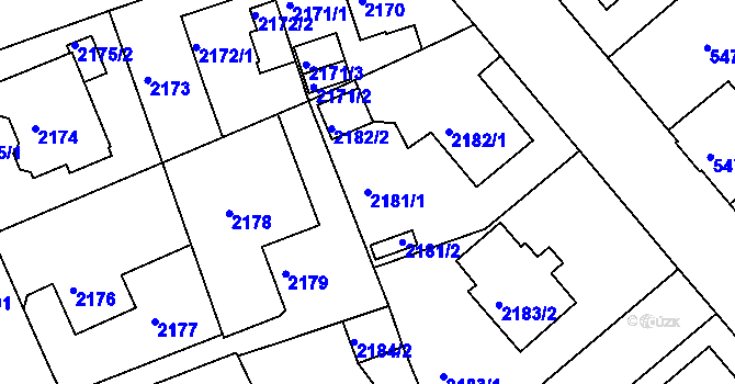 Parcela st. 2181/1 v KÚ Liberec, Katastrální mapa