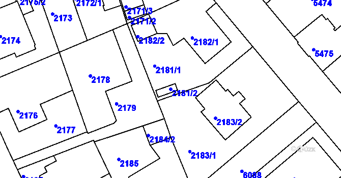 Parcela st. 2181/2 v KÚ Liberec, Katastrální mapa