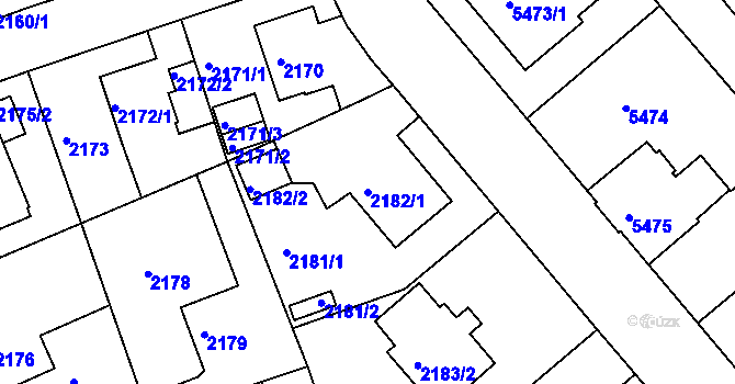 Parcela st. 2182/1 v KÚ Liberec, Katastrální mapa