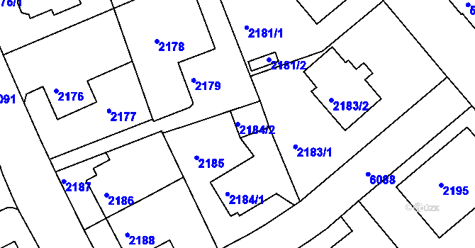 Parcela st. 2184/2 v KÚ Liberec, Katastrální mapa