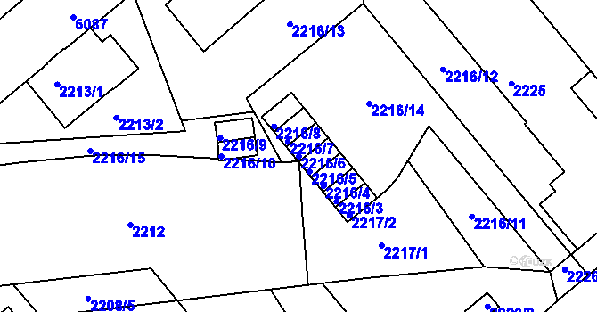Parcela st. 2216/6 v KÚ Liberec, Katastrální mapa