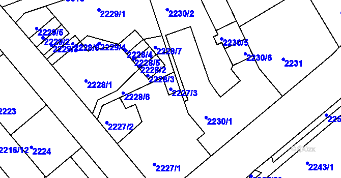 Parcela st. 2227/3 v KÚ Liberec, Katastrální mapa