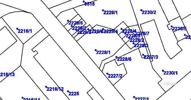 Parcela st. 2228/1 v KÚ Liberec, Katastrální mapa
