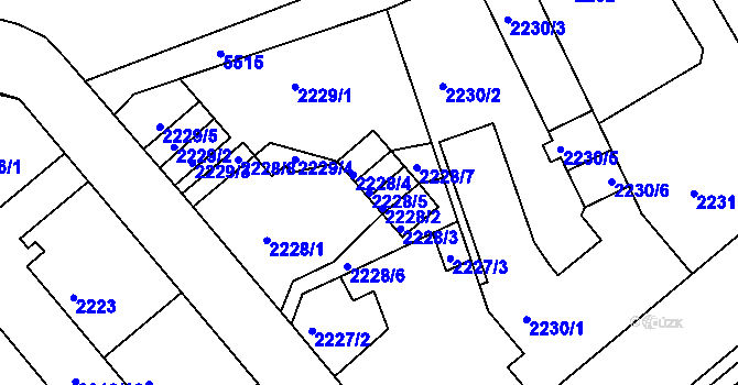 Parcela st. 2228/5 v KÚ Liberec, Katastrální mapa