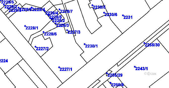 Parcela st. 2230/1 v KÚ Liberec, Katastrální mapa