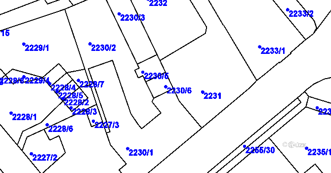 Parcela st. 2230/6 v KÚ Liberec, Katastrální mapa