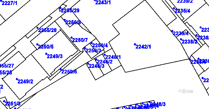 Parcela st. 2246/1 v KÚ Liberec, Katastrální mapa