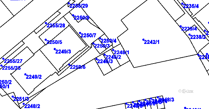 Parcela st. 2246/2 v KÚ Liberec, Katastrální mapa