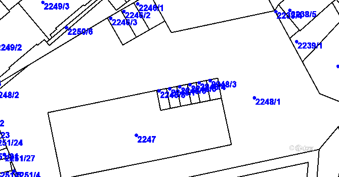 Parcela st. 2248/7 v KÚ Liberec, Katastrální mapa